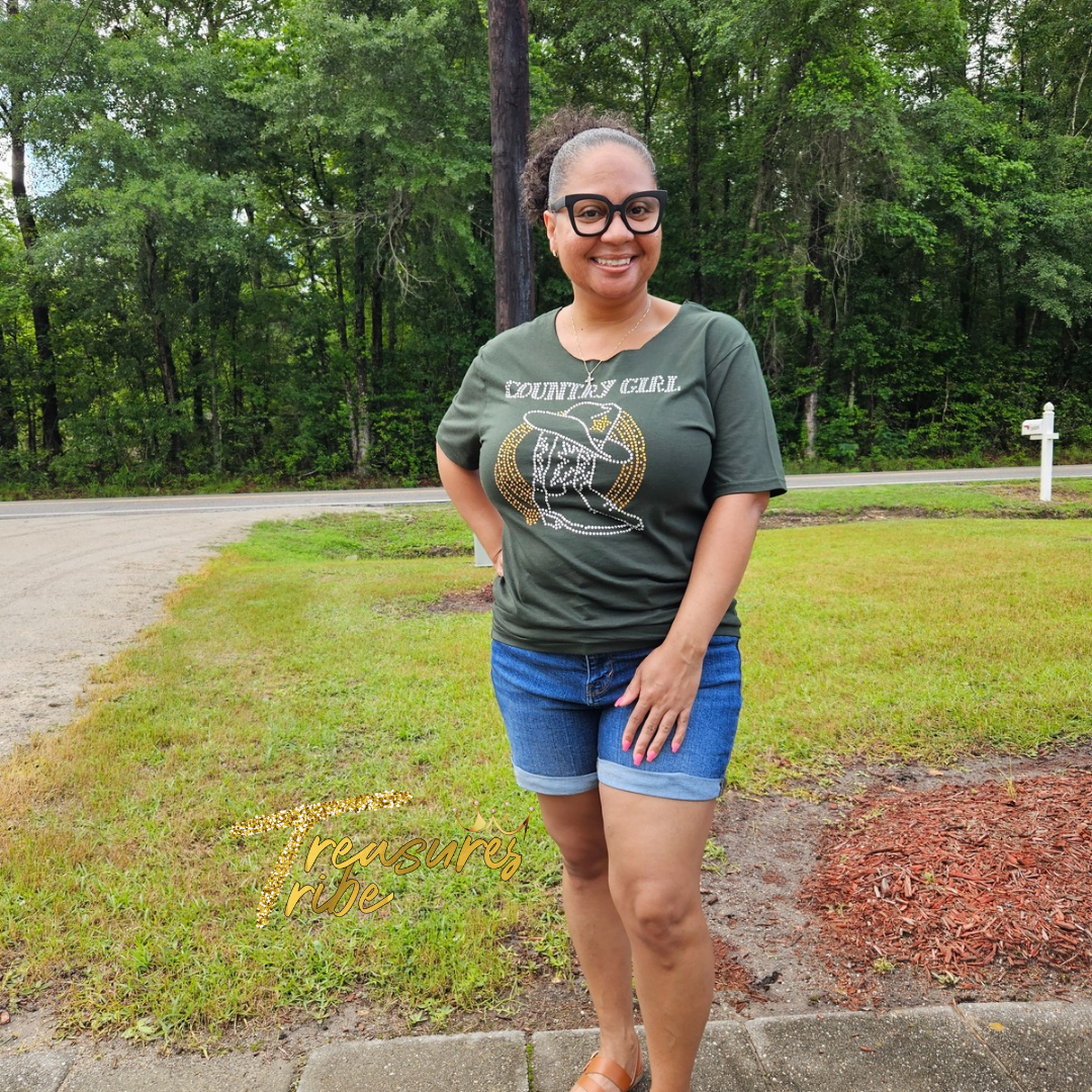 Country Girl Rhinestone T-Shirt front side