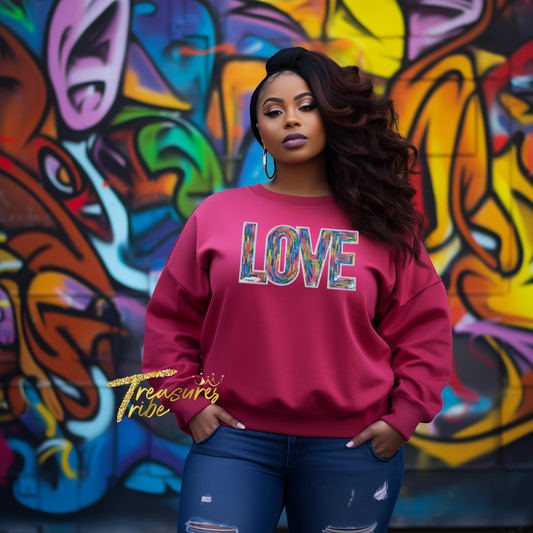 Love Sequin Patch Sweatshirt
