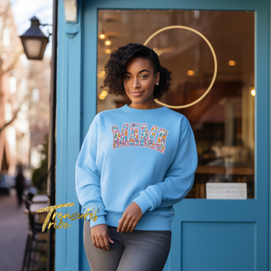 Mama Embroidered Patch Sweatshirt front side