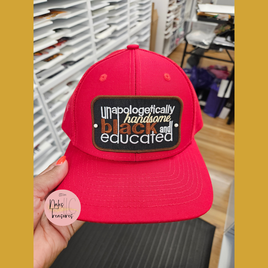 Unapologetically Handsome Educated Snapback Red Hat front side